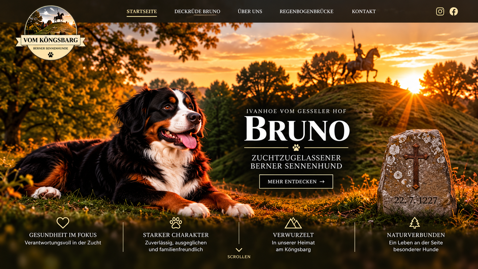 Berner vom Köngsbarg – Bruno, Köngsbarg und Schwertstein im Abendlicht